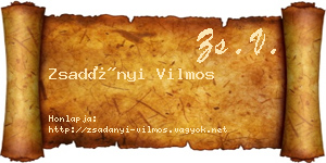 Zsadányi Vilmos névjegykártya